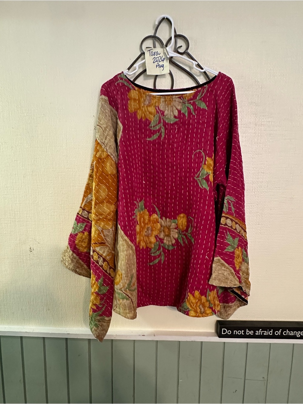 Kantha Floral Pink Boho Tunic Top
